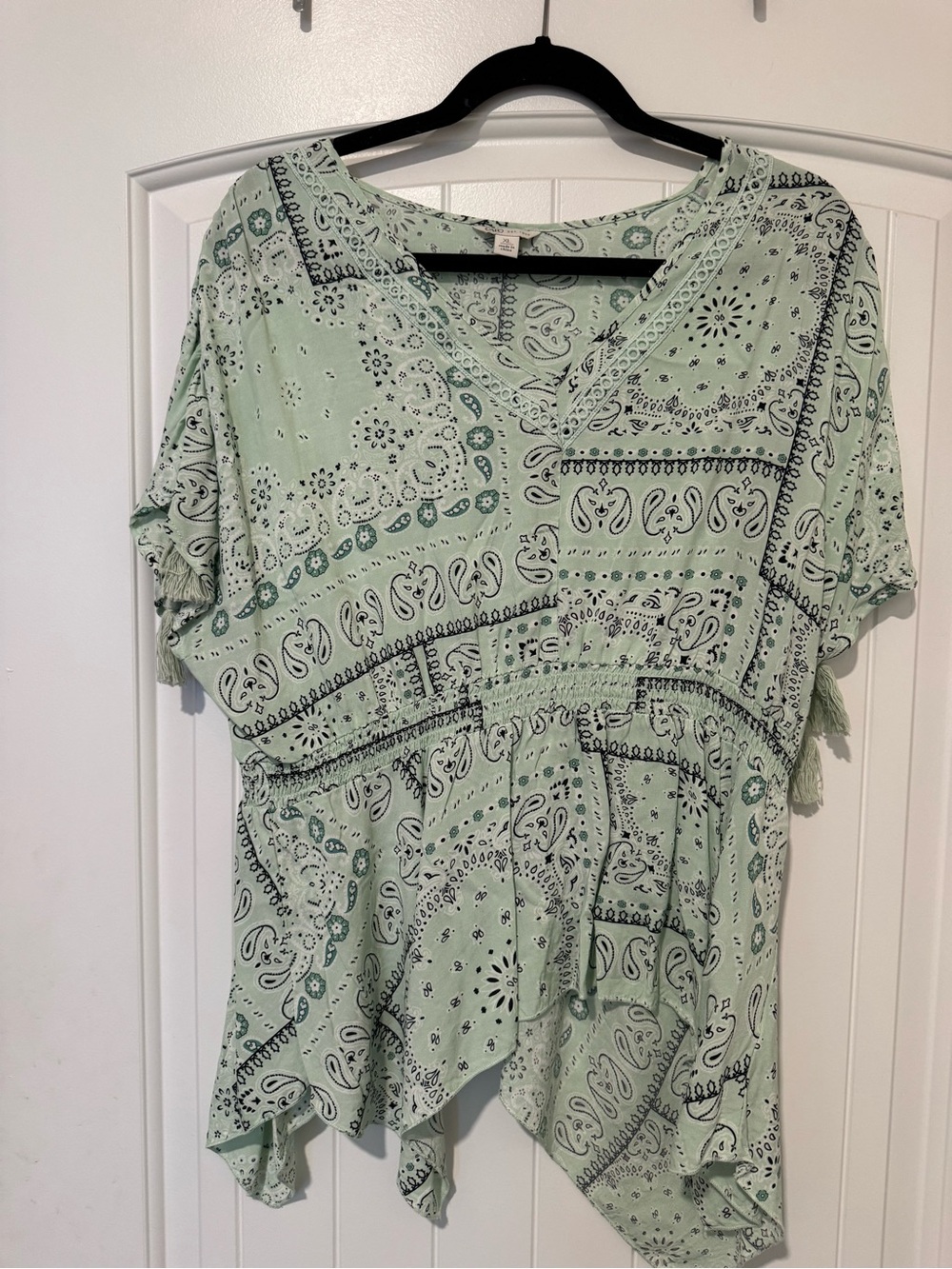 Cato Flowy Paisley Asymmetrical Blouse